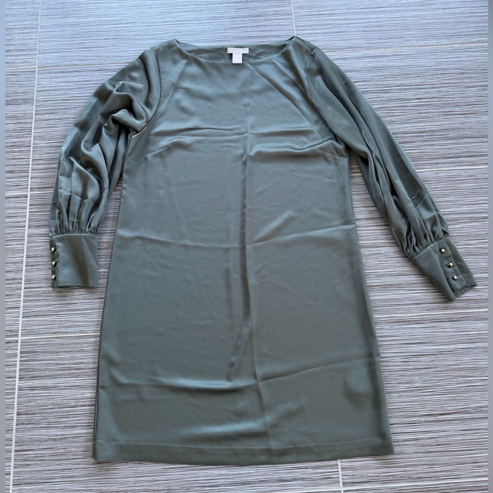 H&M Long Sleeve Olive Dress size medium